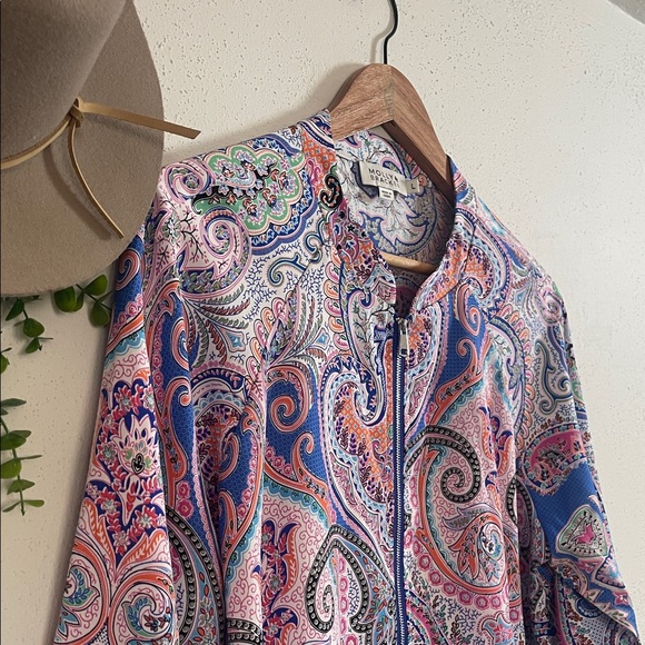 Molly Bracken Paisley Print Women's Bomber Jacket Women’s Sz Large - Picture 5 of 12